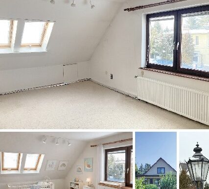 Oben: kleineres Schlafzimmer im OG, Unten: Schlafzimmer mit KI-Animation, Hausan